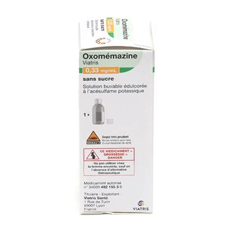 Sirop Oxomémazine Viatris antitussif sans sucre Médicament Toux sèche