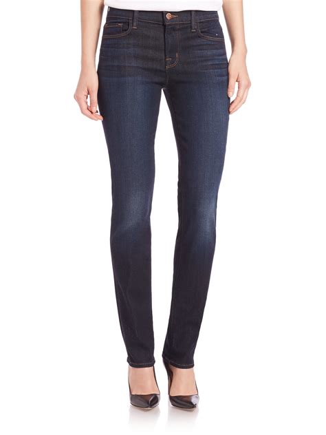 Lyst J Brand Mid Rise Straight Leg Jeans In Blue
