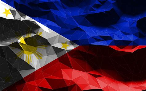 Philippine Flag Low Poly Art Asian Countries National Symbols Flag