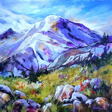 Perry Haddock Acrylic Gallery 1 Alpine Meadow Mt Rainier