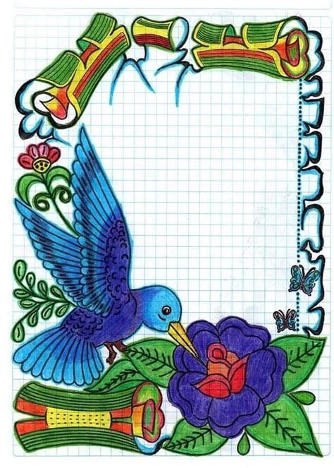 Carátulas Bellas 37c Notebook Art Colorful Borders Design Page