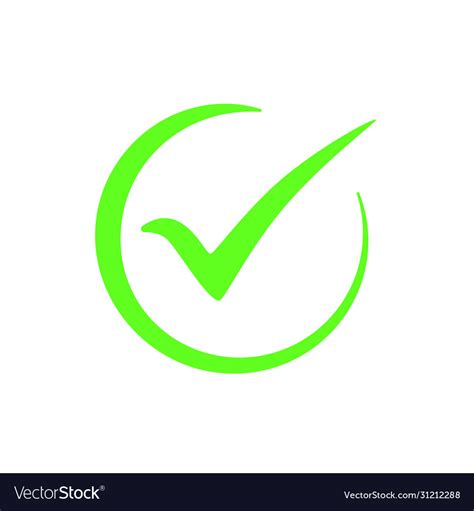 Green Checkmark Symbol Icon Completed Tick In Vector Image