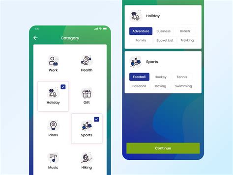 Category Selection Mobile App UI By Urmi On Dribbble