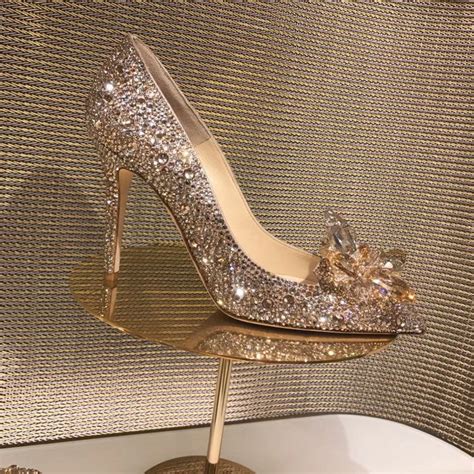 2019 New Rhinestone High Heels Cinderella Shoes Women Pumps Pointed Toe