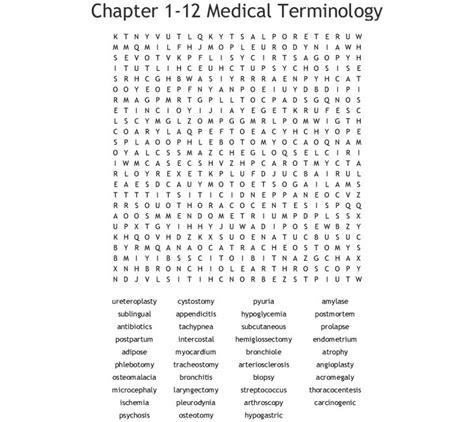 Chapter 1 12 Medical Terminology Word Search Wordmint Printable
