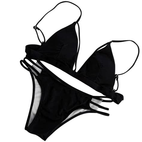 Buy Simple Design Sexy Women Bikini Set Swimwear Push Up Padded Bra Swimsuit