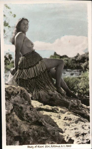 Study Of Maori Girl Nude Rotorua New Zealand Postcard