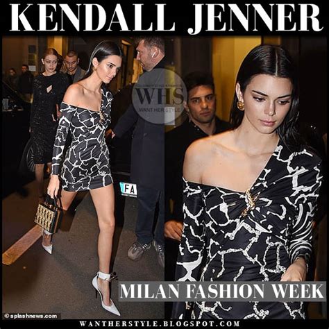 Kendall Jenner In Black Printed One Shoulder Mini Dress At Versace