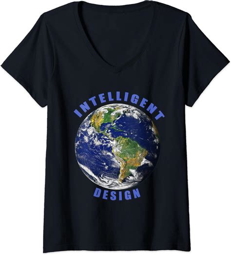 Womens Intelligent Design Creationism Theme V Neck T Shirt
