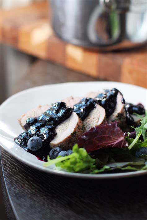 The meat was tender and juicy. Pork Tenderloin with Blueberry Sauce