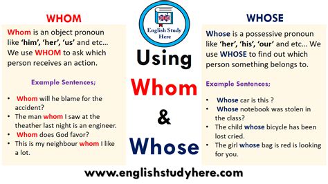 Using Whom And Whose English Study Here