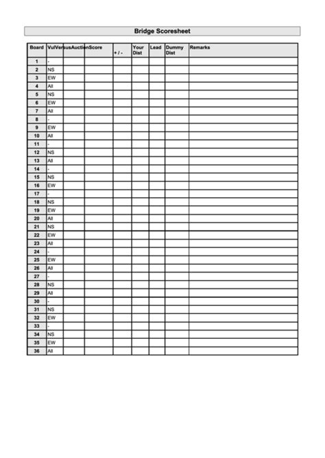 Top 5 Bridge Score Sheets Free To Download In Pdf Format