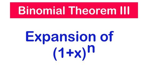 Binomial Expansion Of 1xn Shs 1 Elective Math Youtube