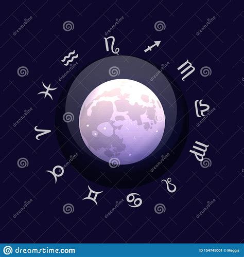 Segno Di Zodiac E Luna Illustrazione Vettoriale Illustrazione Di