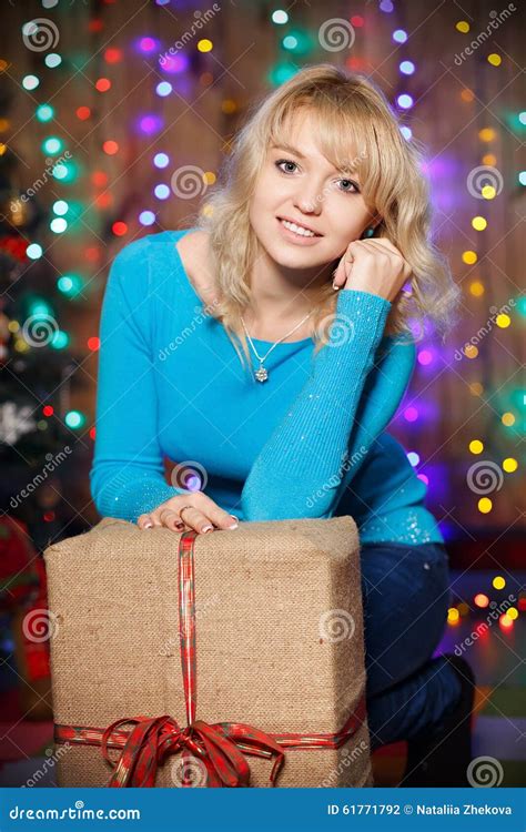 Portrait Of Attractive Young Female Charming Blonde With A Great Stock
