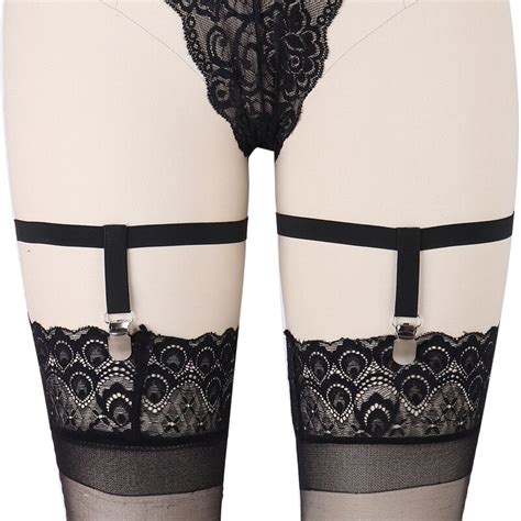 Aliexpress Com Buy Womens Leg Garter Pair Black Thigh Stocking Suspender Belt Harajuku Sock