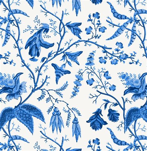 Blue White Chinoiserie Wallpaper Removable Chinoiserie Wallpaper