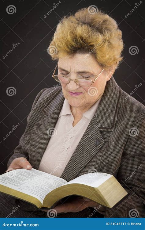 Senior Woman Reading Holly Bible Stock Image Image Of Person Holy 51045717