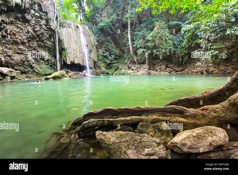 Erawan Waterfall In Erawan National Park Kanchanaburi Thailand Stock