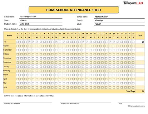 43 Free Printable Attendance Sheet Templates Templatelab