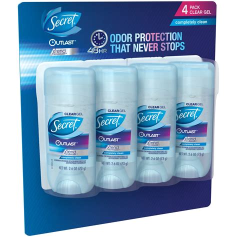 Secret® Outlast Completely Clean Clear Gel Deodorant 4 26 Oz Sticks