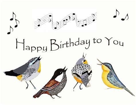 Little Birds Singing Birthday Greeting Etsy
