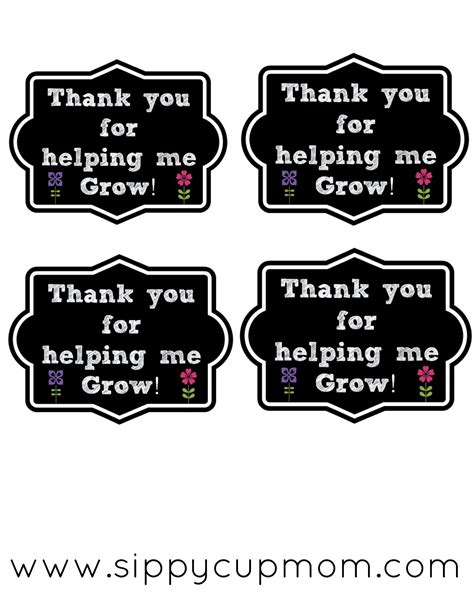 Thank You For Helping Me Grow Printable 40 Teacher Appreciation