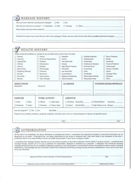 Free printable massage intake forms