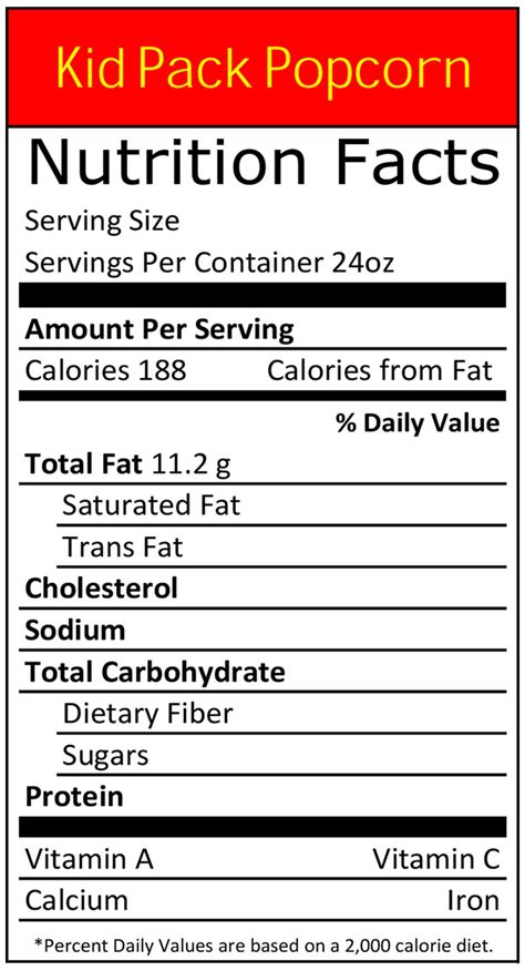 34 Nutrition Label Popcorn Labels Design Ideas 2020