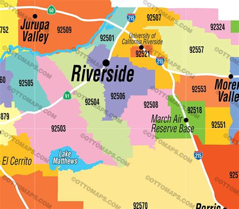 Riverside County Zip Code Map Zip Codes Colorized Otto Maps