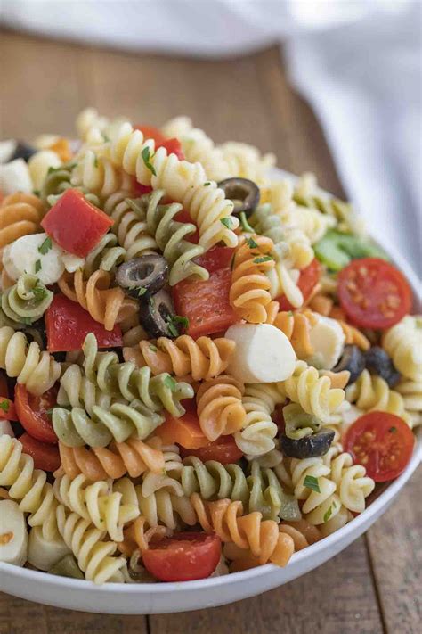 Easy Pasta Salad Made With Mozzarella Black Olives Cherry Tomatoes