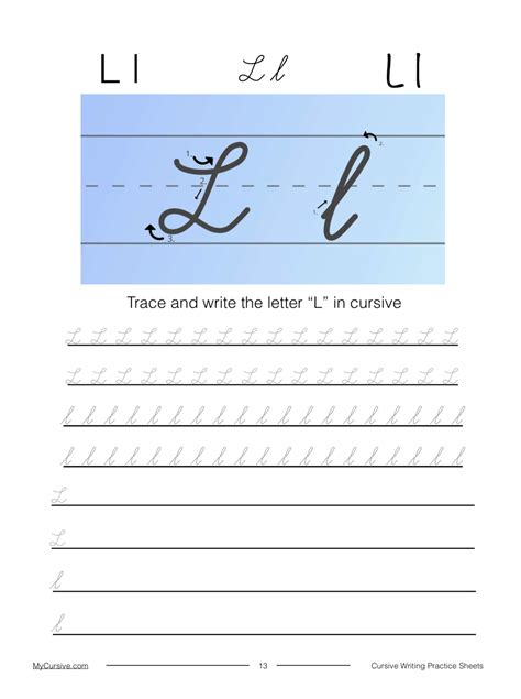 How To Write Cursive L Worksheet And Tutorial