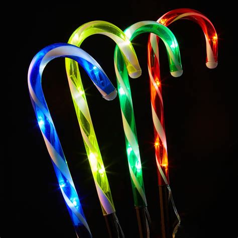 4 8 Light Up Candy Cane Garden Stake Outdoor Christmas Decoration Led