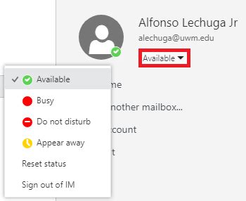 Office Outlook On The Web Setting Your Status