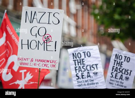 north london uk 14th june 2014 anti fascist uaf unite against fascism protest against