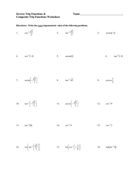 F x 2x3 3x2 36x 5. 14 Best Images of Trigonometry Trig Worksheets - Free ...