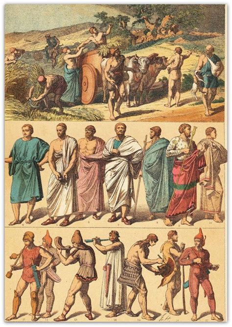 Ancient Greece Culture Clothing And Artifacts Historical Print 1894