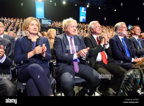 Manchester Uk 4th October 2017 Cabinet Ministers Watch The Prime