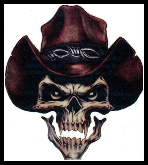 Big Gothic Cowboy Sheriff Outlaw Evil Skull Temporary Tattoo Sheriff
