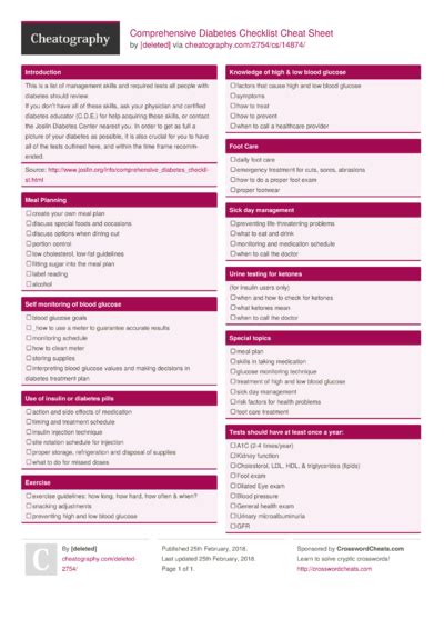 10 Diabetes Cheat Sheets Cheat Sheets For Every