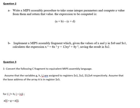 Solved Question A Write A Mips Assembly Procedure To Take Chegg Com