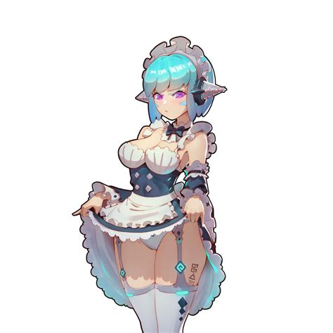 Rule 34 1girls Android Android Girl Android Mk99 Guardian Tales Angry Apron Blue Hair