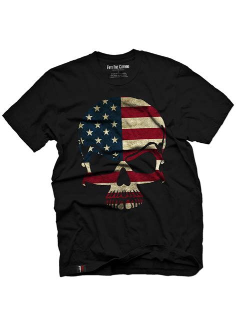 Mens American Flag Skull Tee By Fifty5 Clothing Black Vintage