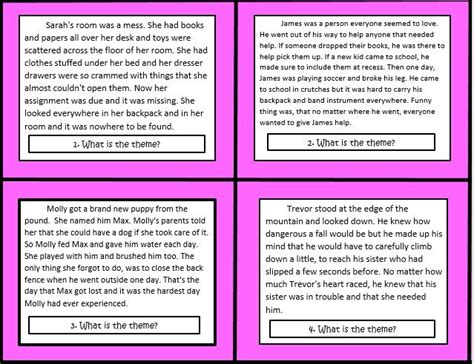 Theme Task Cards For 4th And 5th Grades Print And Digital Reading