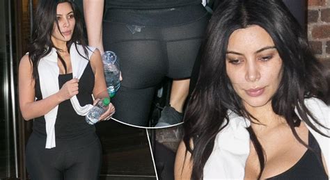Bare Booty Alert Makeup Free Kim Kardashian Suffers Wardrobe Malfunction At The Gym 11 See