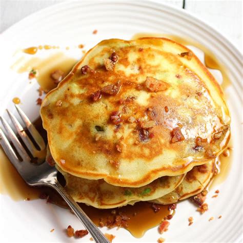 Bacon And Avocado Pancakes With Maple Syrup Palatable Pastime