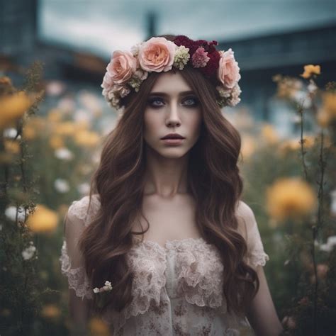 Premium Ai Image Girl With Flowers In Her Hair On Deadoftheday Wallpaper