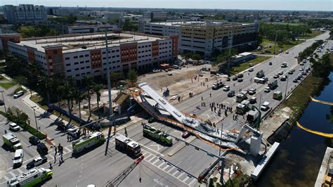 The bridge was installed in a single day on saturday using a method that was supposed to increase safety for workers, pedestrians, and drivers. Florida police: Fatalities reported after pedestrian bridge collapses, crushing 8 cars ...