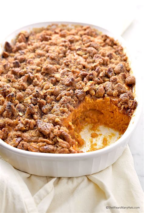 Stuffed sweet potatoes, pumpkin sweet potato soup, or sweet potato salad: Sweet Potato Casserole Recipe with Pecan Topping | She ...