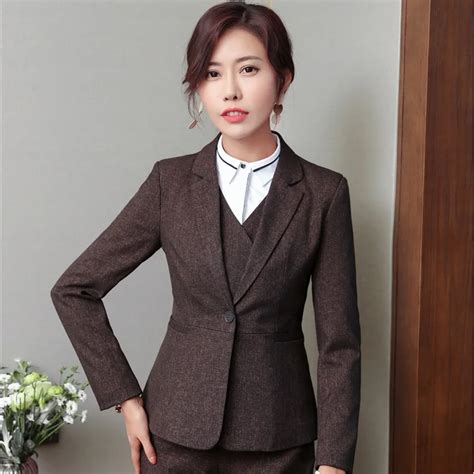 Elegant Brown Formal Uniforms Designs Autumn And Winter Blazers